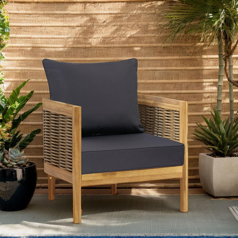 Outdoor Deep Seat Cushion Set, 24 x 24 Inch, Dark Grey