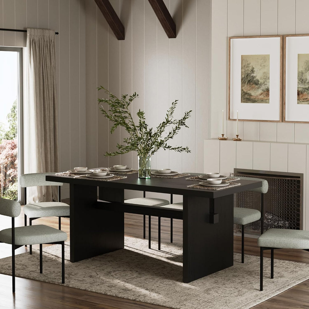 Nathan James Briggs Modern Dining Table for 6, Small Rectangle, 6-Person Blac...