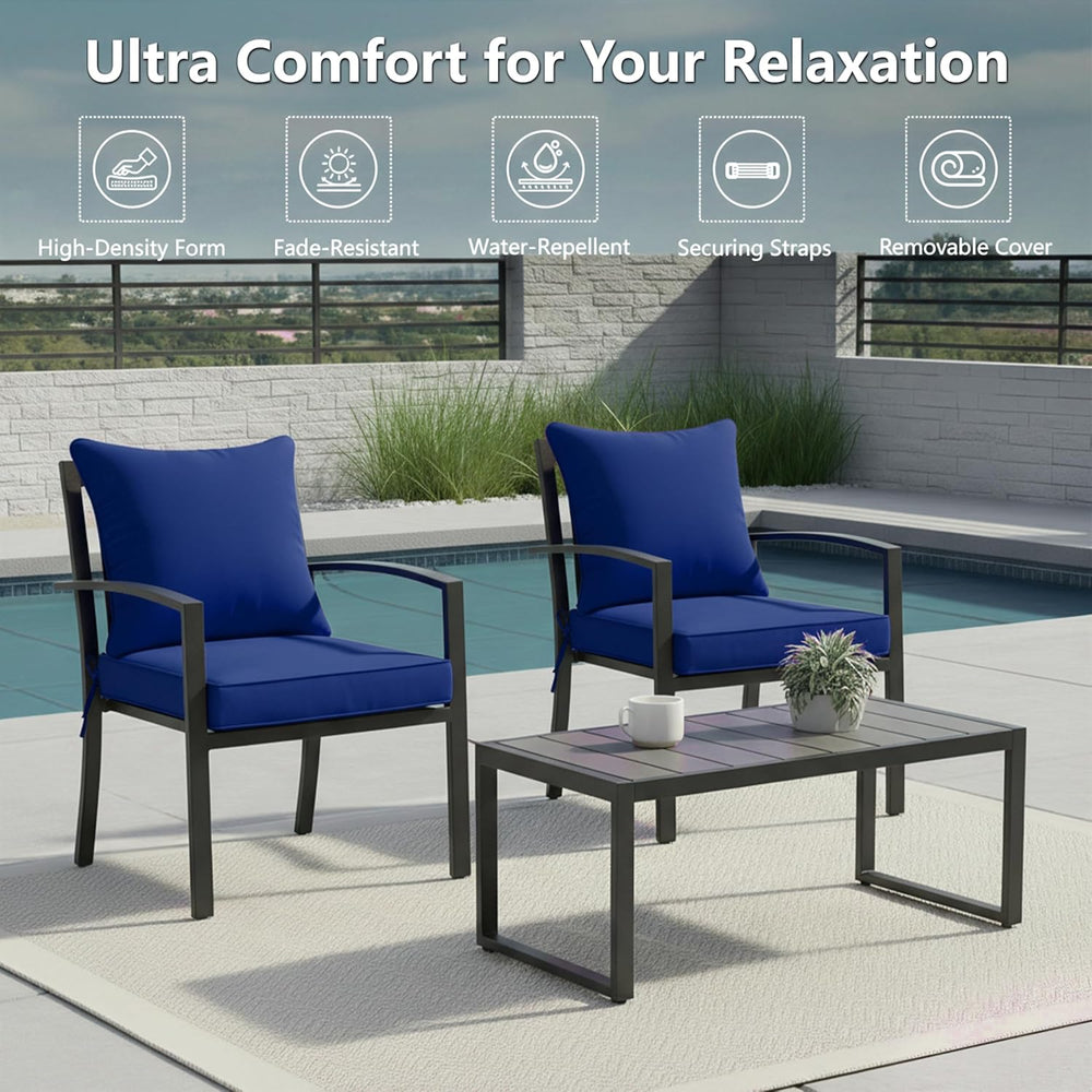 22x22 Inch Patio Chair Cushions Set of 2, Outdoor Furniture Cushions - Remova...