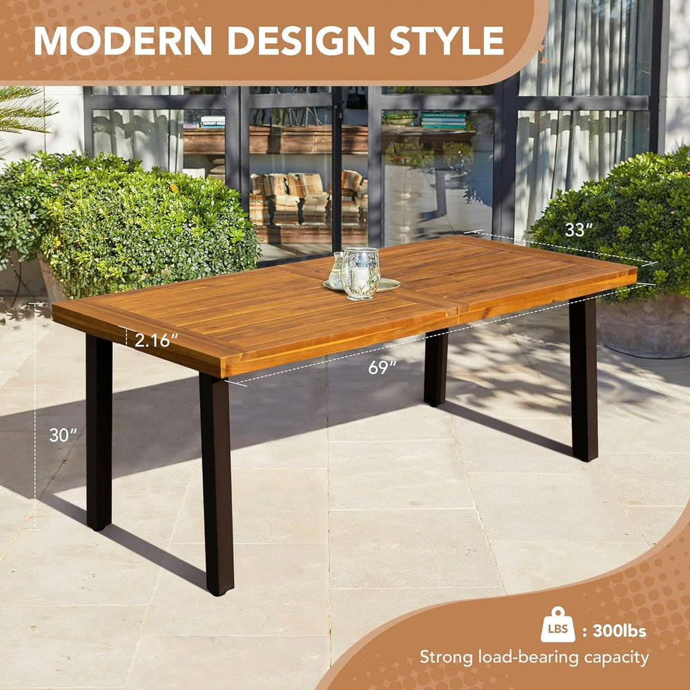 Devoko 6 Person Acacia Wood Dining Table for Kitchen,Natural | Farmhouse Kitc...