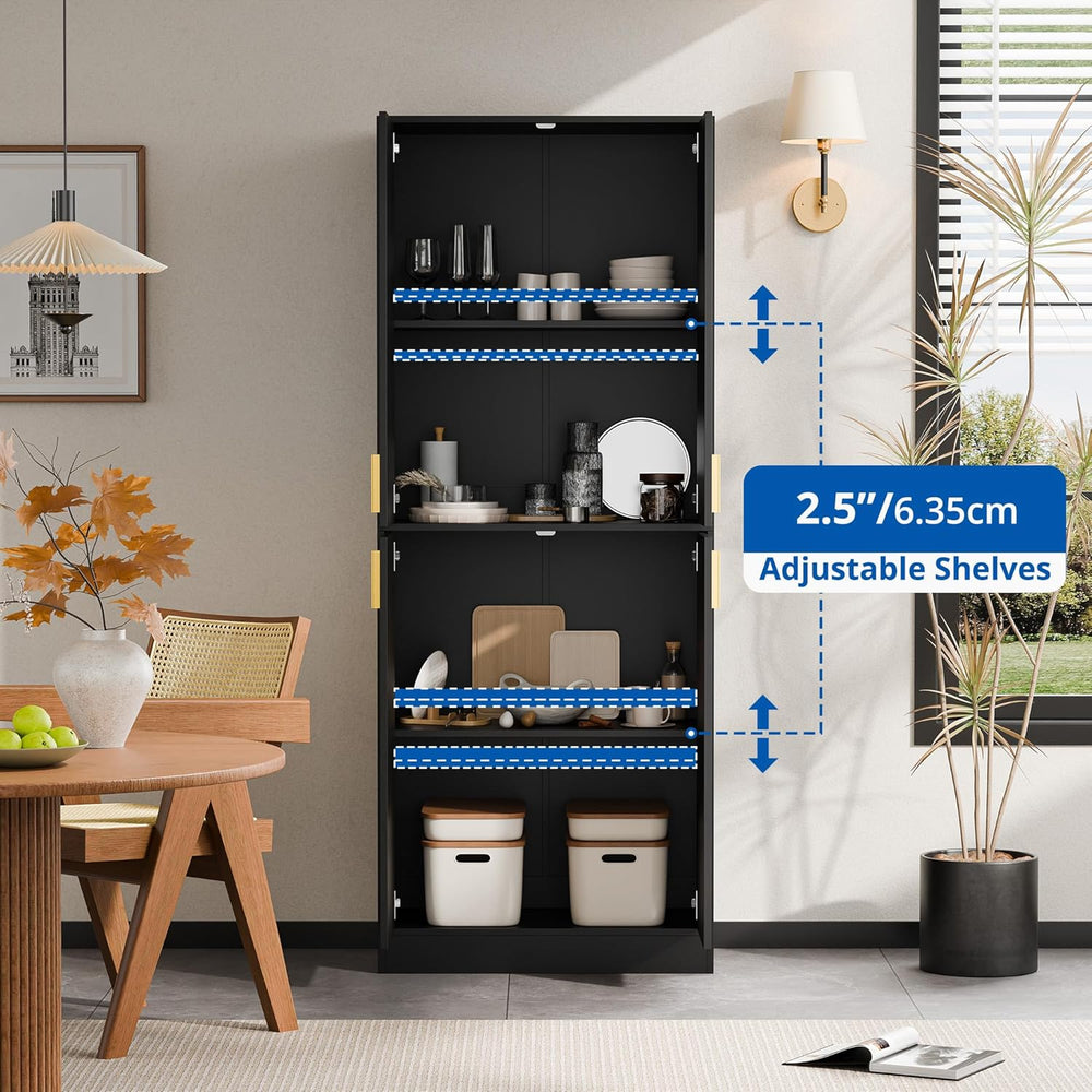 Cozy Castle Kitchen Pantry Cabinet, 71" Tall Wood Storage Cabinet with D...