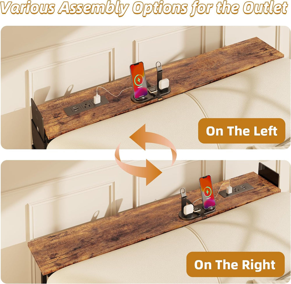 39.3"x7.9" Adjusts Height Sofa Table for Behind Couch 1 Power Outle...