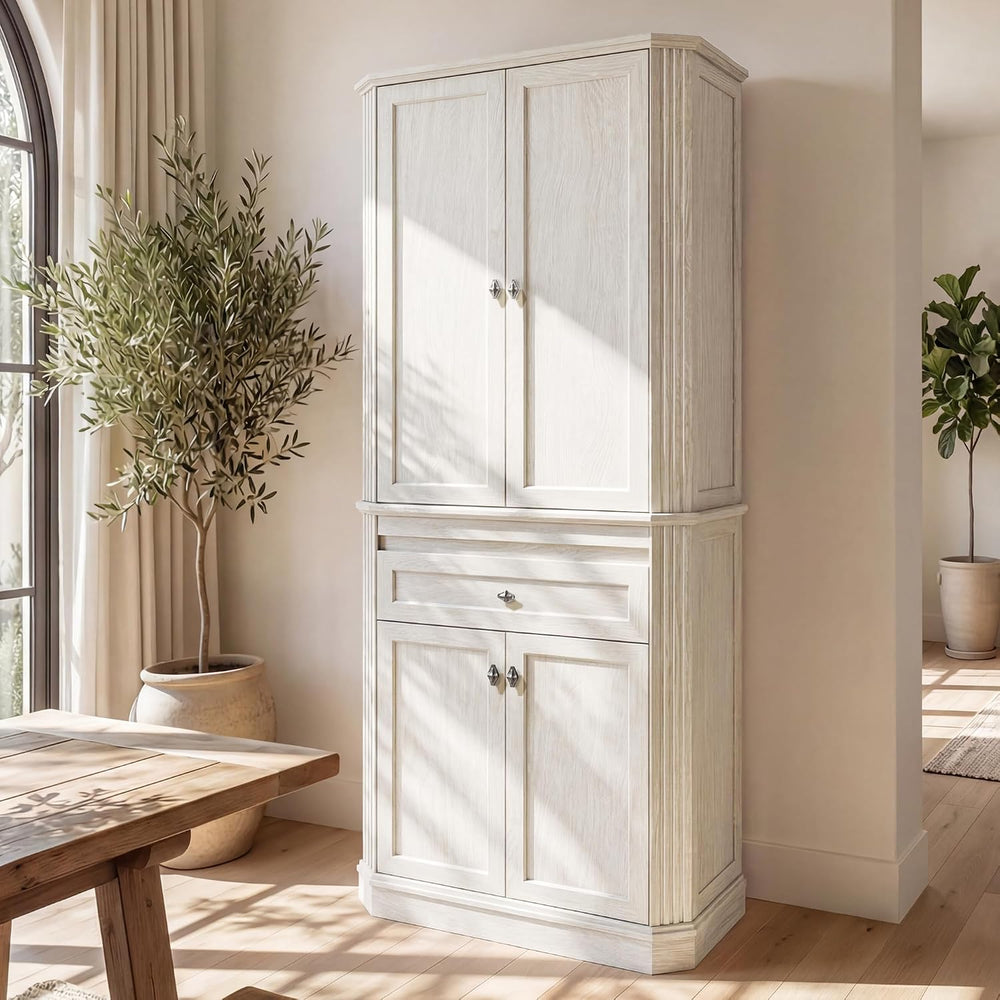 72.2" Tall Kitchen Pantry Cabinet with Doors, Farmhouse Storage Cabinet ...