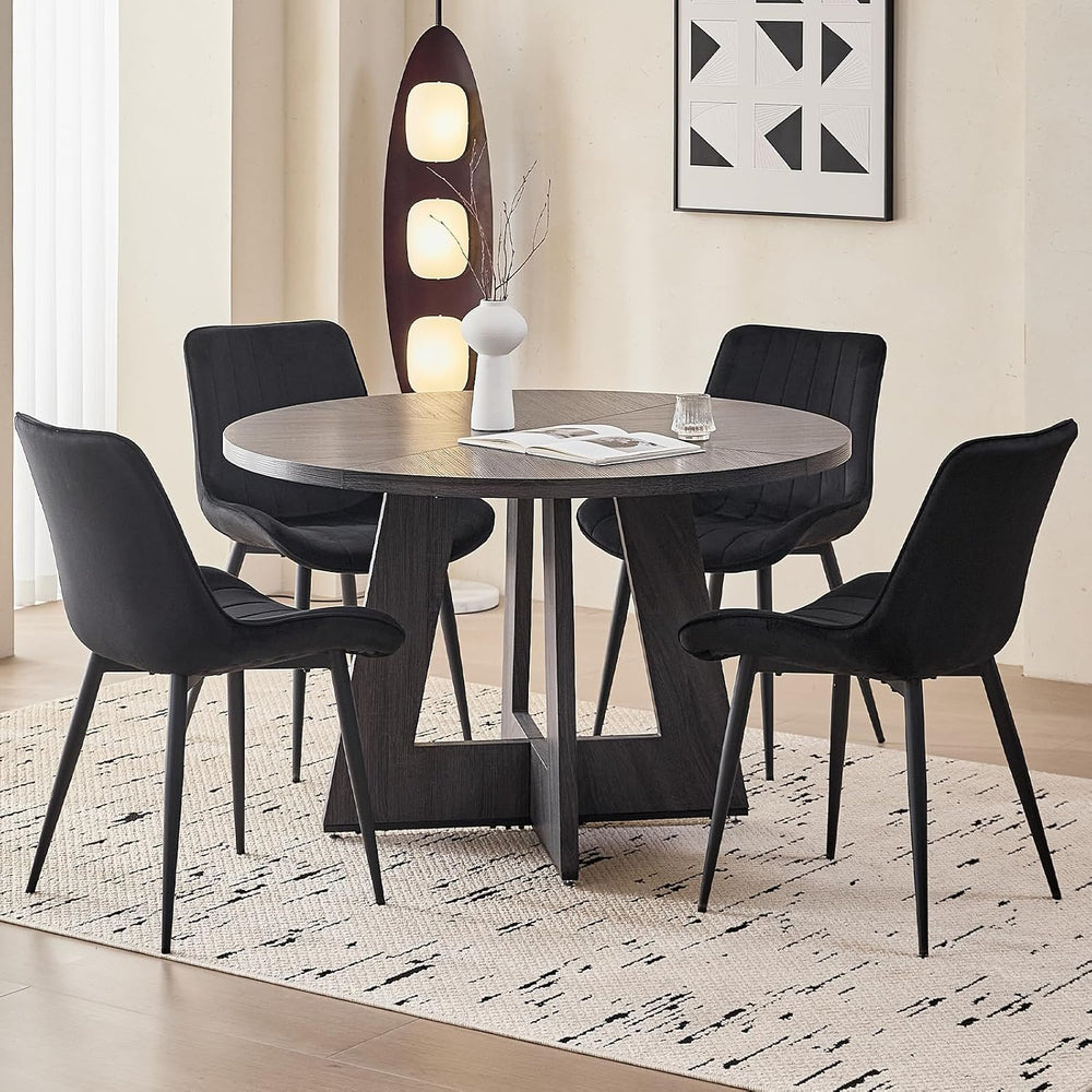 Velvet Dining Chairs Set of 4, Black Modern Upholstered Armless Kitchen Chair...