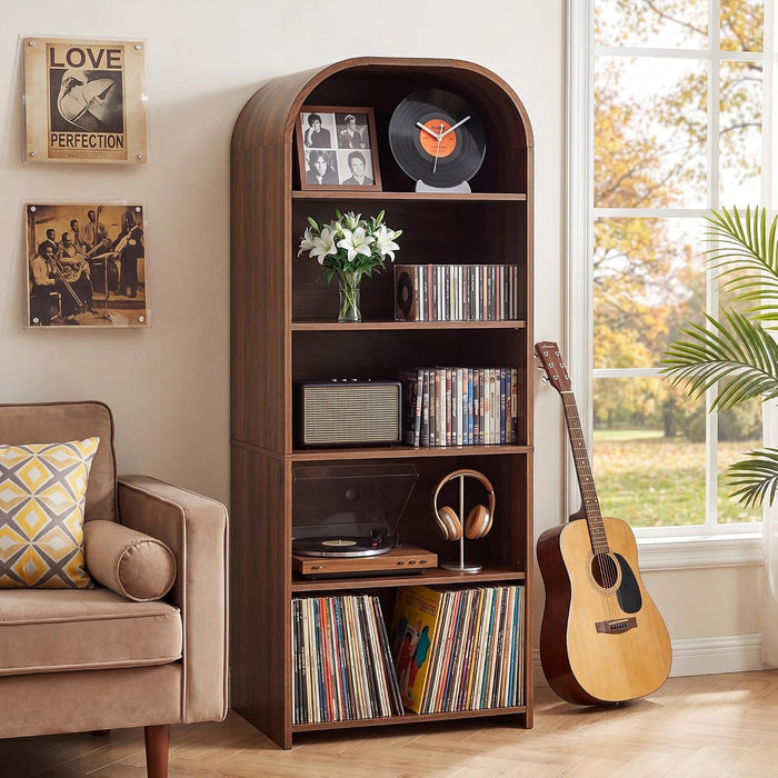 63'' Tall Record Player Stand, 5 Tier Large Record Player Storage Cabinet