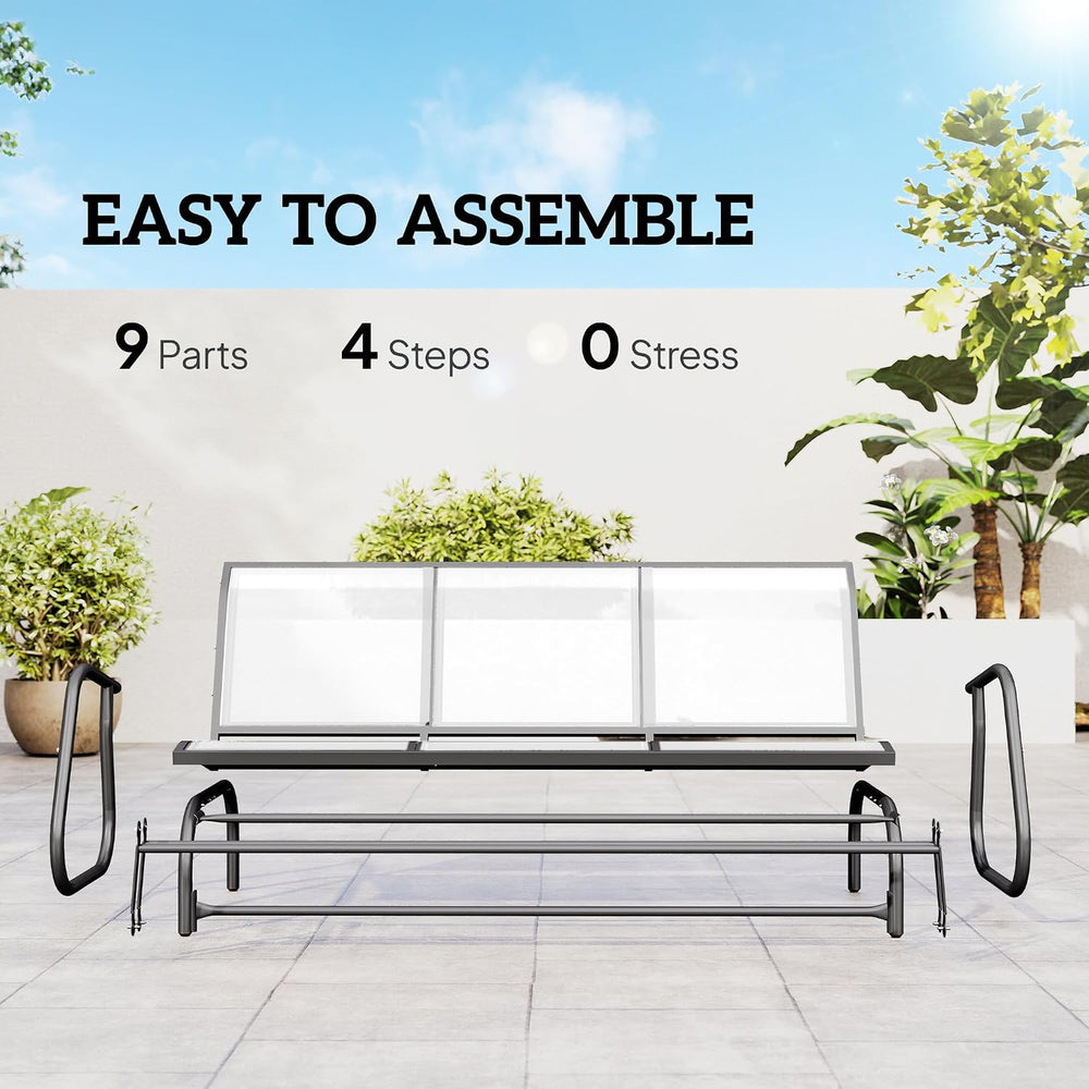 Outsunny 3-Person Patio Glider Bench Outside 3 Seats Cream White