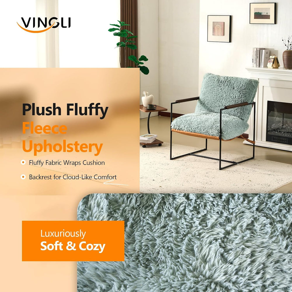VINGLI 28" Wide Plush Upholstery Sling Modern Accent Chairs Set of 2,Rea...