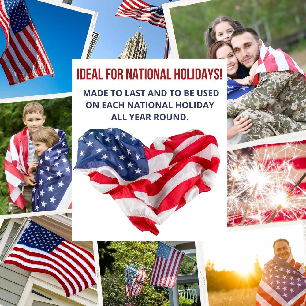 American Flag - Heavy-Duty US Flag - Embroidered Stars - Nylon USA Flag Built...