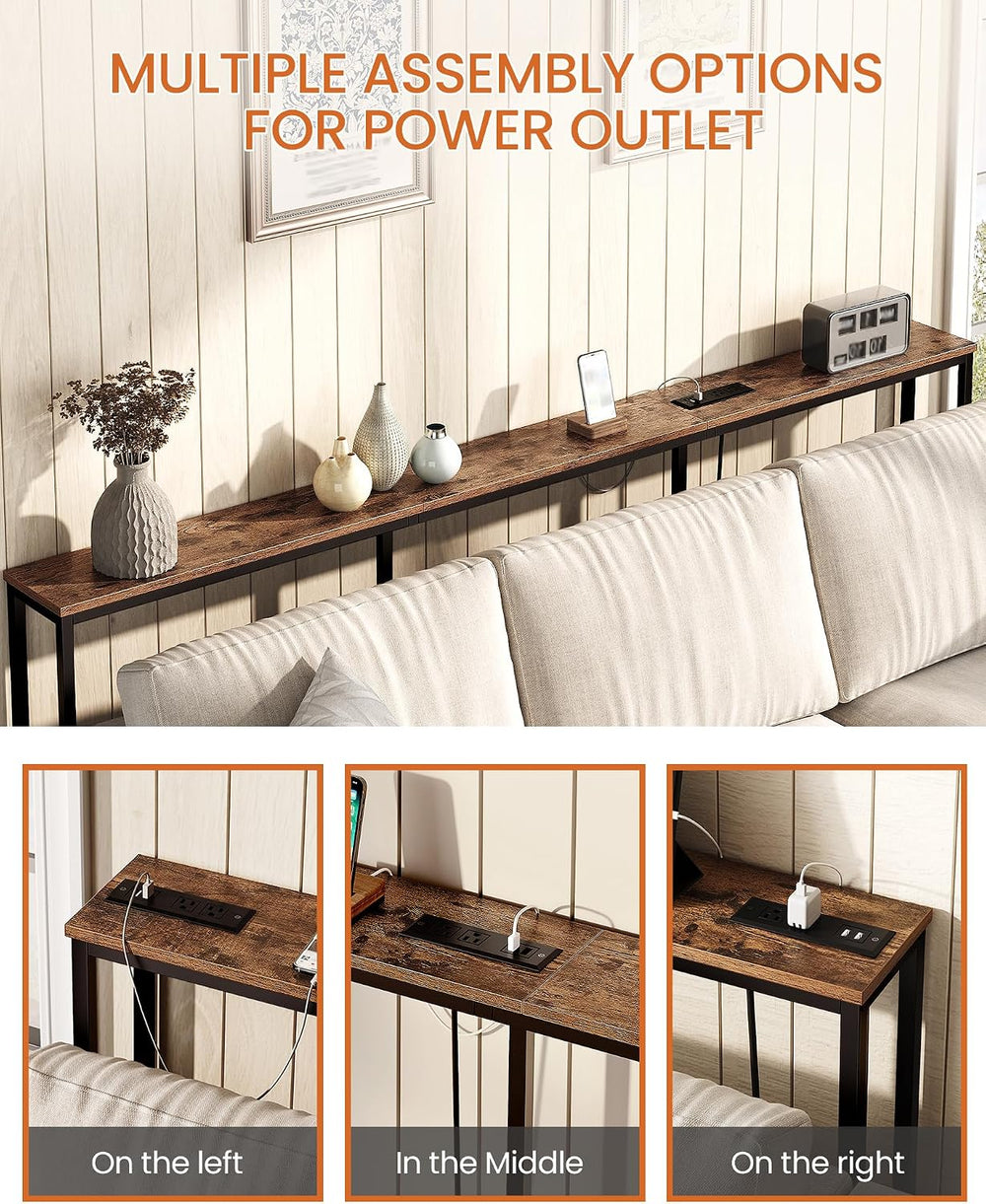 CHOEZON 78.7'' Narrow Console Table with Power Outlet 7.1" Skinn...