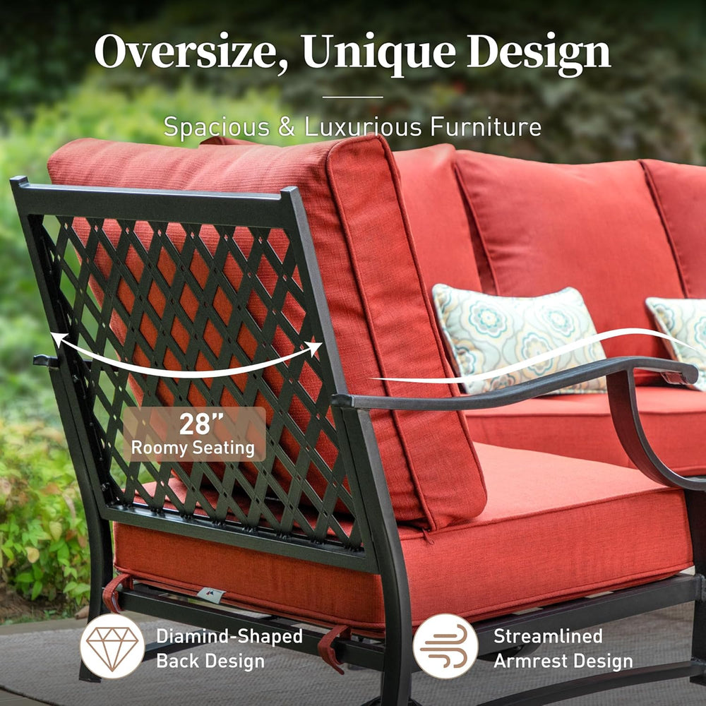 SUNSHINE VALLEY Metal Patio Chair Set of 2 with 5.75" Extra Thick Cushio...