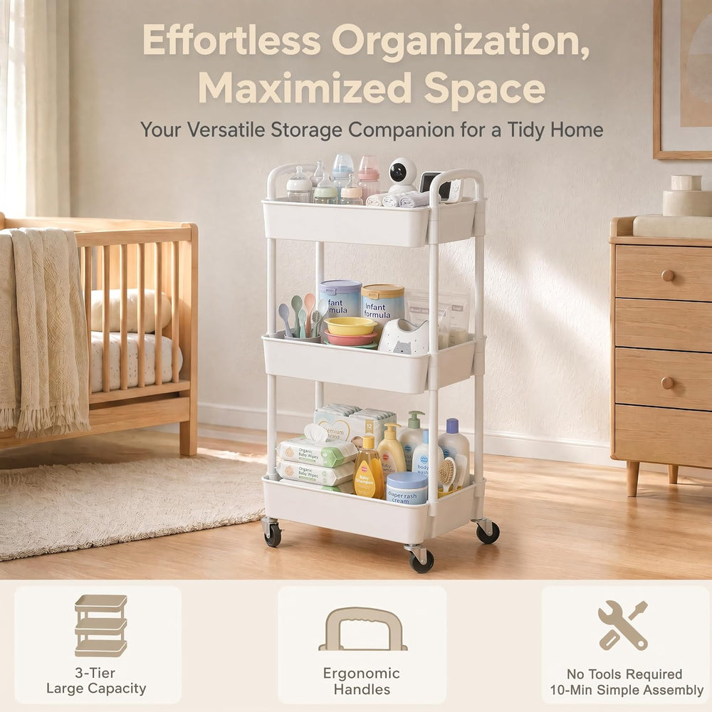Laiensia 3-Tier Rolling Cart with Wheels,Multifunction Utility Storage Carts,...