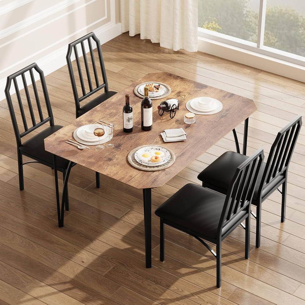 GAOMON 5-Piece Dining Table Set for 4, Modern Kitchen Table with Chamfered De...