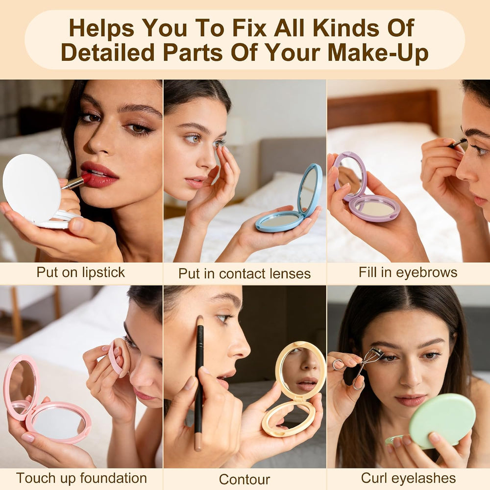 Compact Mirror Bulk, 6-Color Mini, with DIY Stickers (48-Pack)