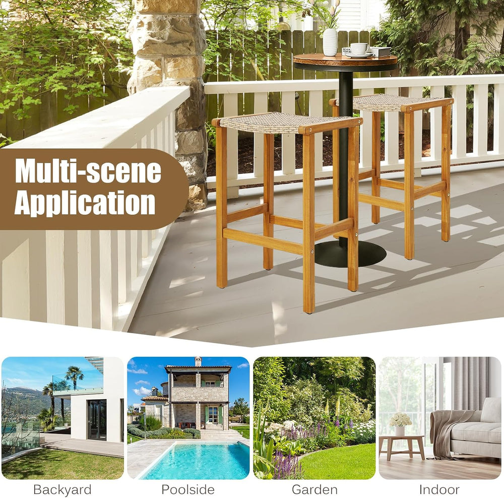 COSTWAY Outdoor Bar Stools Set of 4, 30-inch Height Backless Bar Chairs with ...