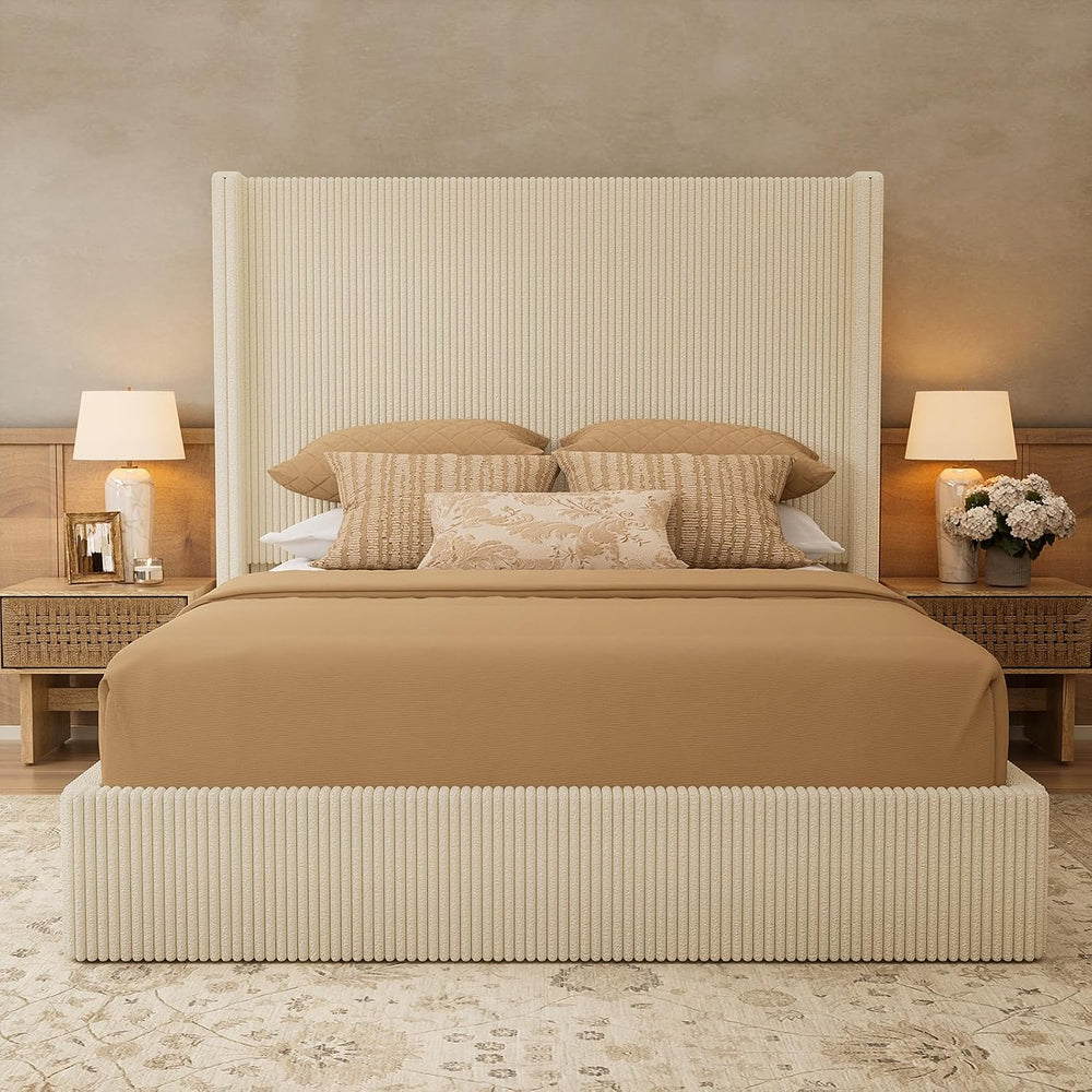 Yechen Queen Bed Frame with Lift Up Storage, 51.2" Tall Headboard and Up...
