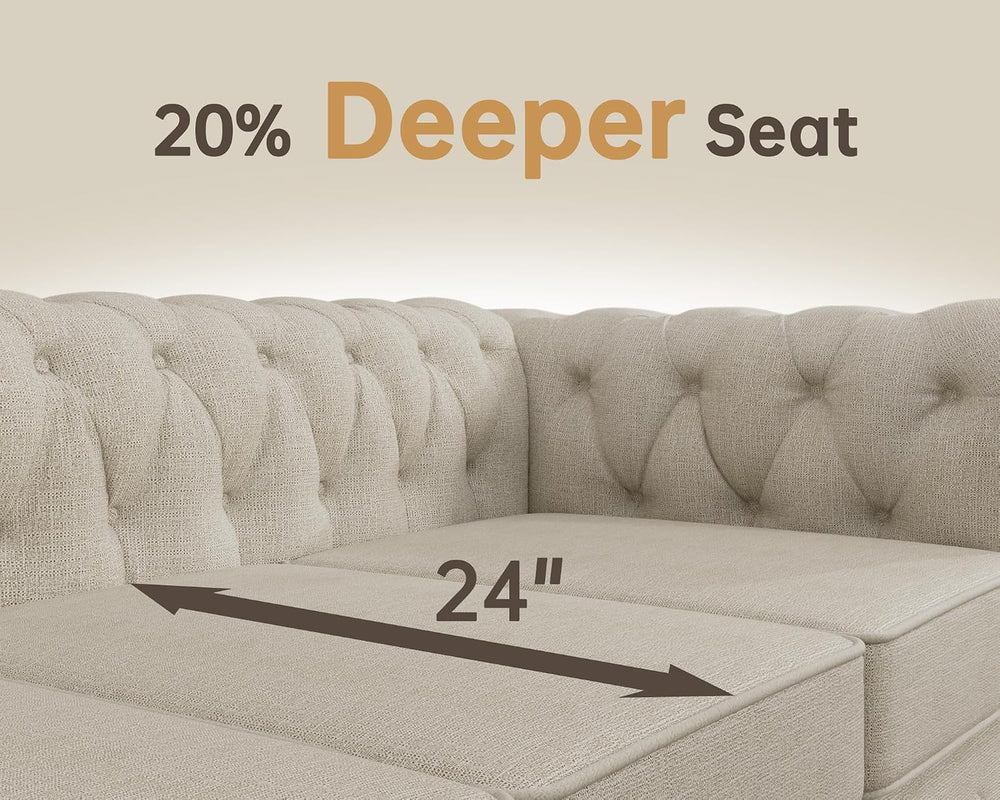 Morden Fort 3 Piece Classic Chesterfield 6-Seater Set, Tufted Chair & Lov...