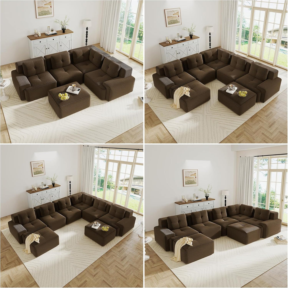 Oversized Modular Sectional Sofa, Modern V Shaped Corner Couch with Ottoman, ...