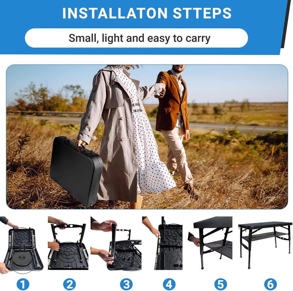 Portable Folding Table and Stool Set, Lightweight Foldable Table & Collap...