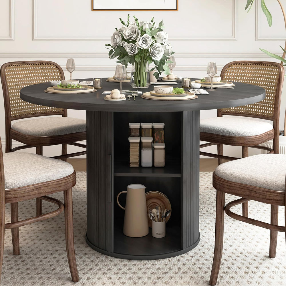 weselon 47 inch Round Dining Table for 4, Kitchen Table Dinner Table with 2-L...
