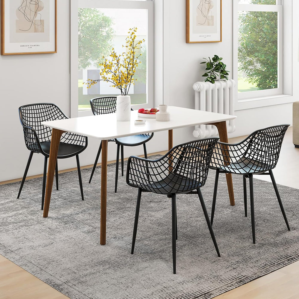 GOFLAME Dining Chairs Set of 4, Plastic Kitchen Chairs with Metal Legs, Hollo...