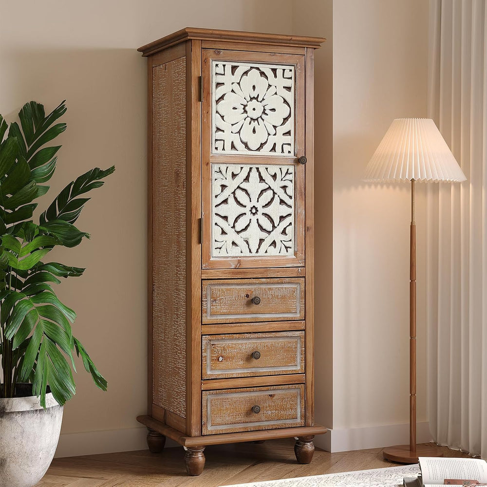 KTART 54''Tall Kitchen Pantry Cupboard Storage Cabine,Narrow Accent C...