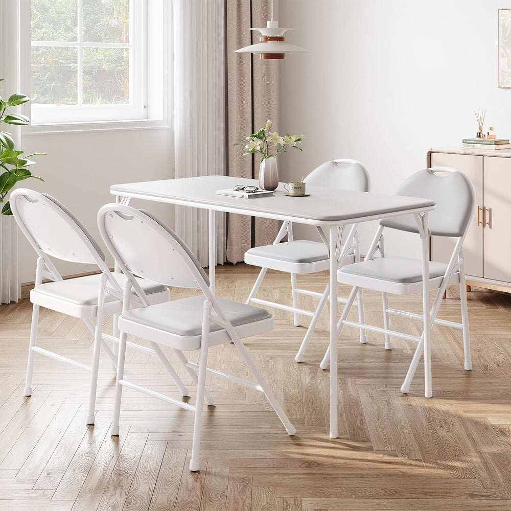 coucheta 5-Piece Rectangle Folding Table and Chairs Set, Foldable Portable Ca...