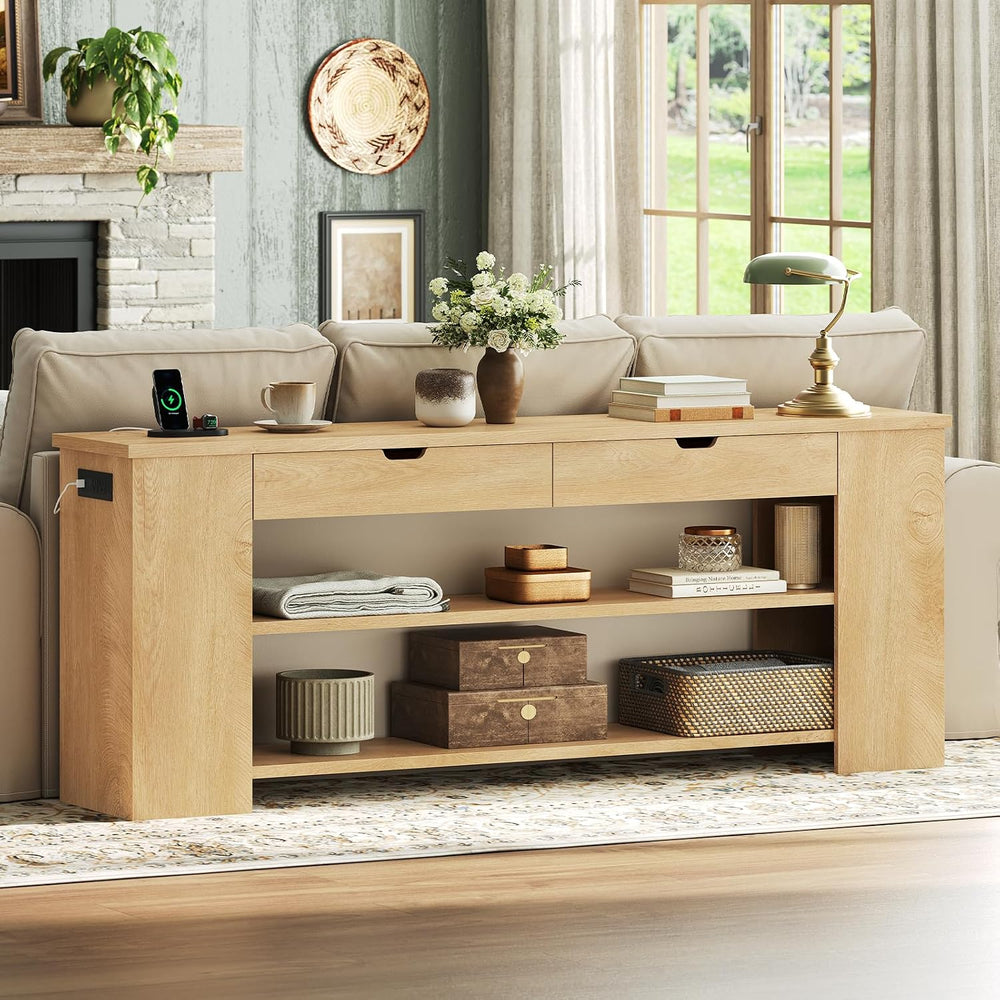 71.8 Inch Extra Long Console Table with Drawers, Farmhouse Long Console Table...