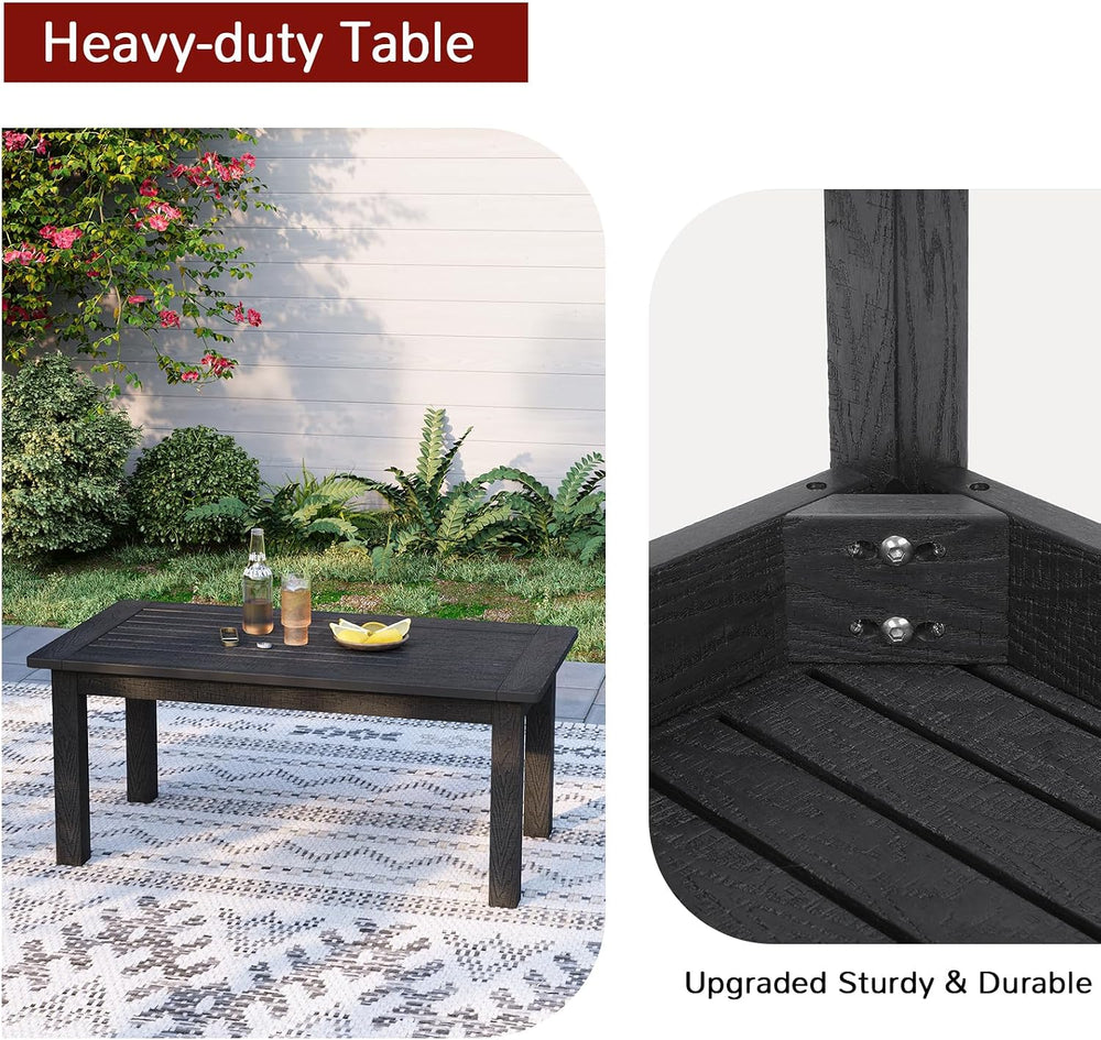 Stoog Outdoor Coffee Table, All-Weather Poly Lumber Patio Side Table, Rectang...