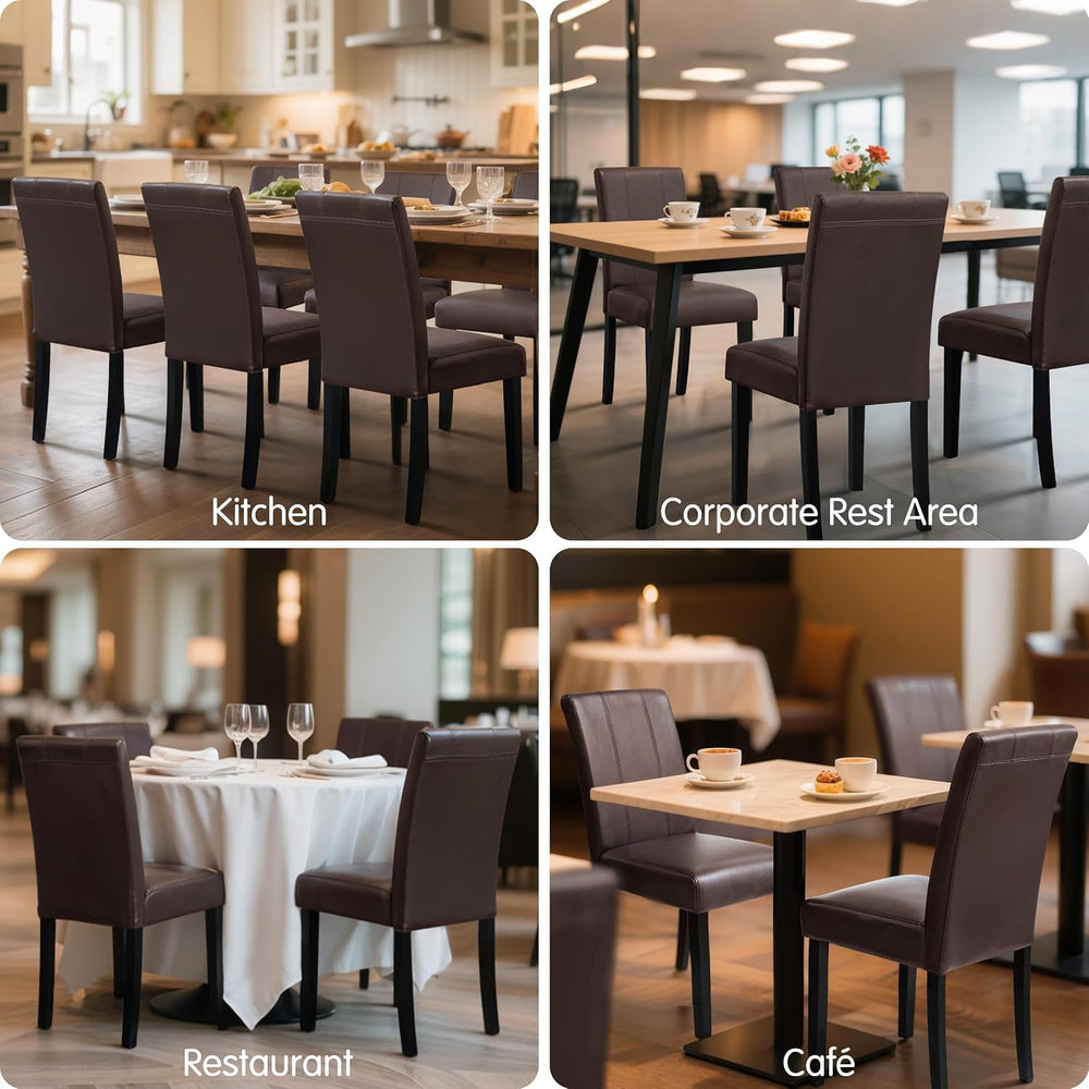 CHUN YI Dining Chairs Set of 6, Upholstered Dining Room Chairs, Brown