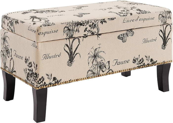 Linon Stephanie Ottoman, Botanical Linen