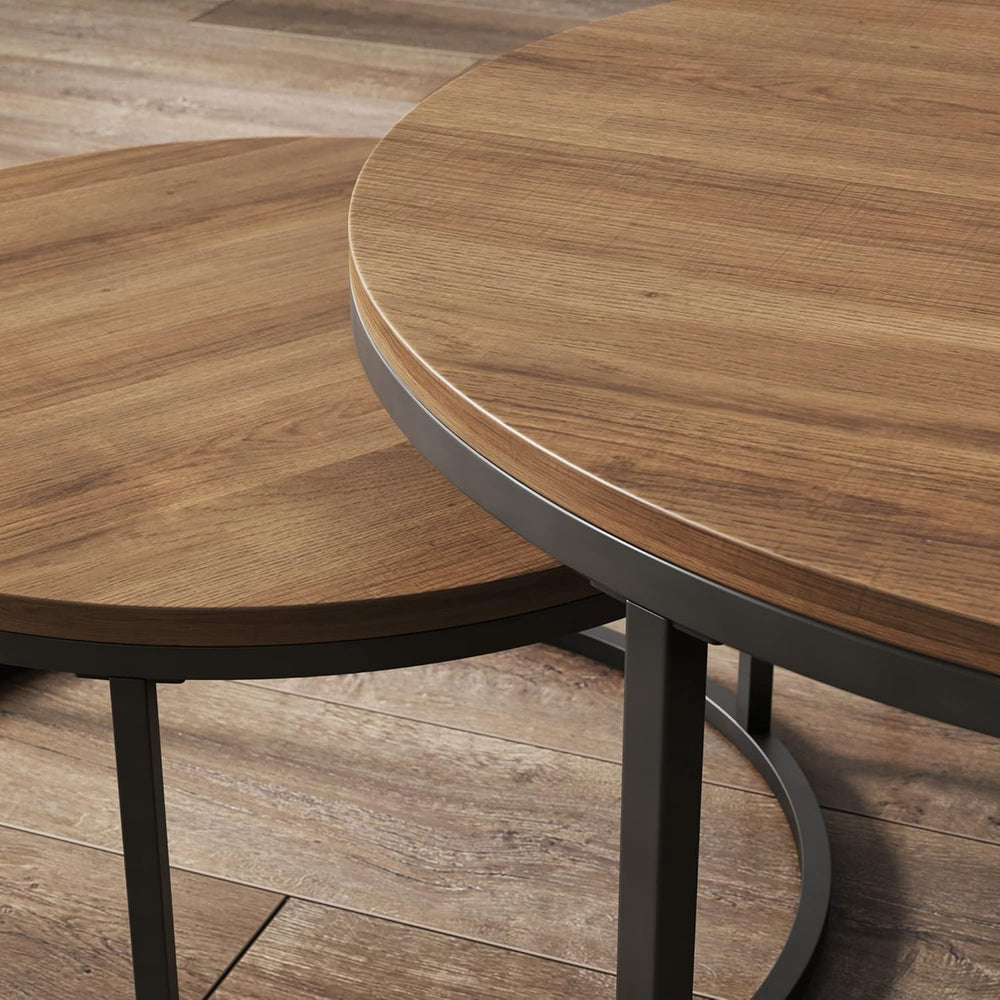 Nathan James Stella Round Modern Nesting Coffee (Set of 2), Stacking Living R...