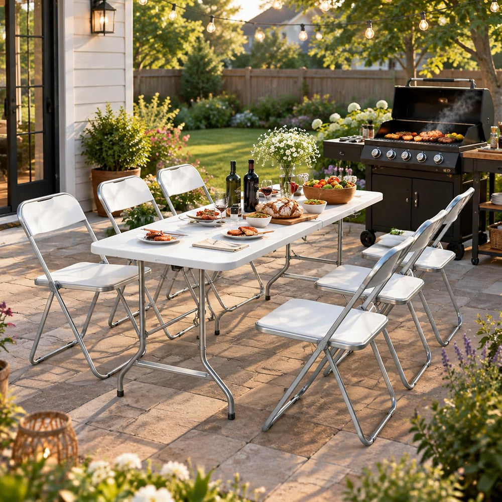 Sweetcrispy 6 FT Folding Picnic Table, Easy to Fold and Store