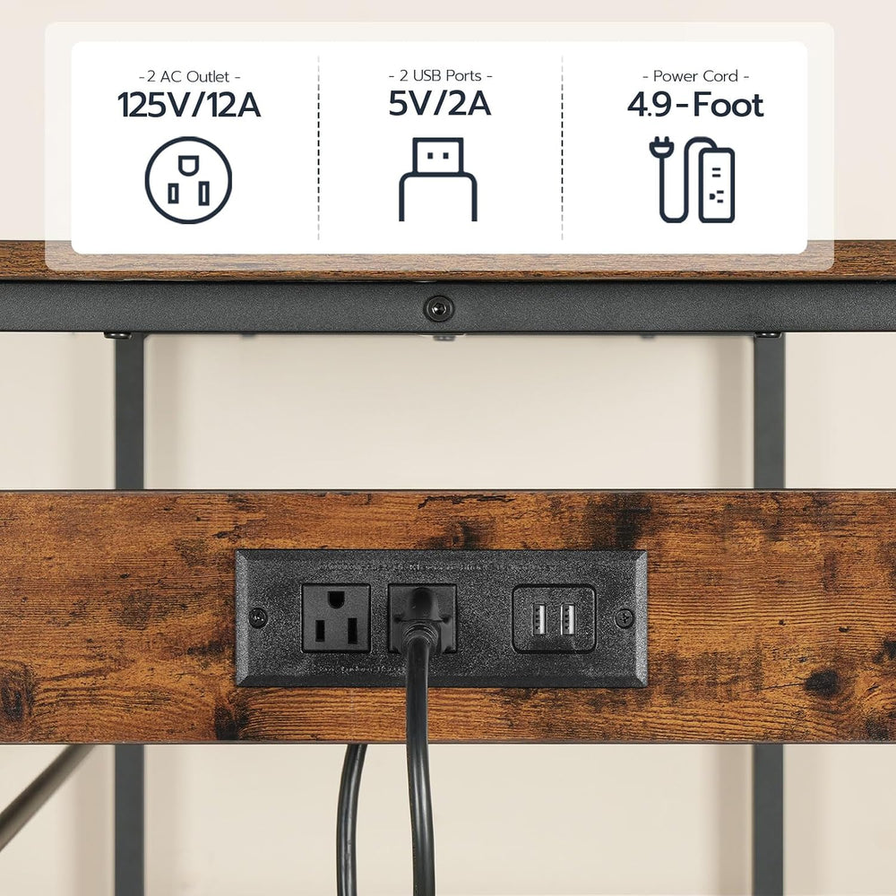 HOOBRO Kitchen Island with Storage, Kitchen Island Table with Power Outlet, 4...