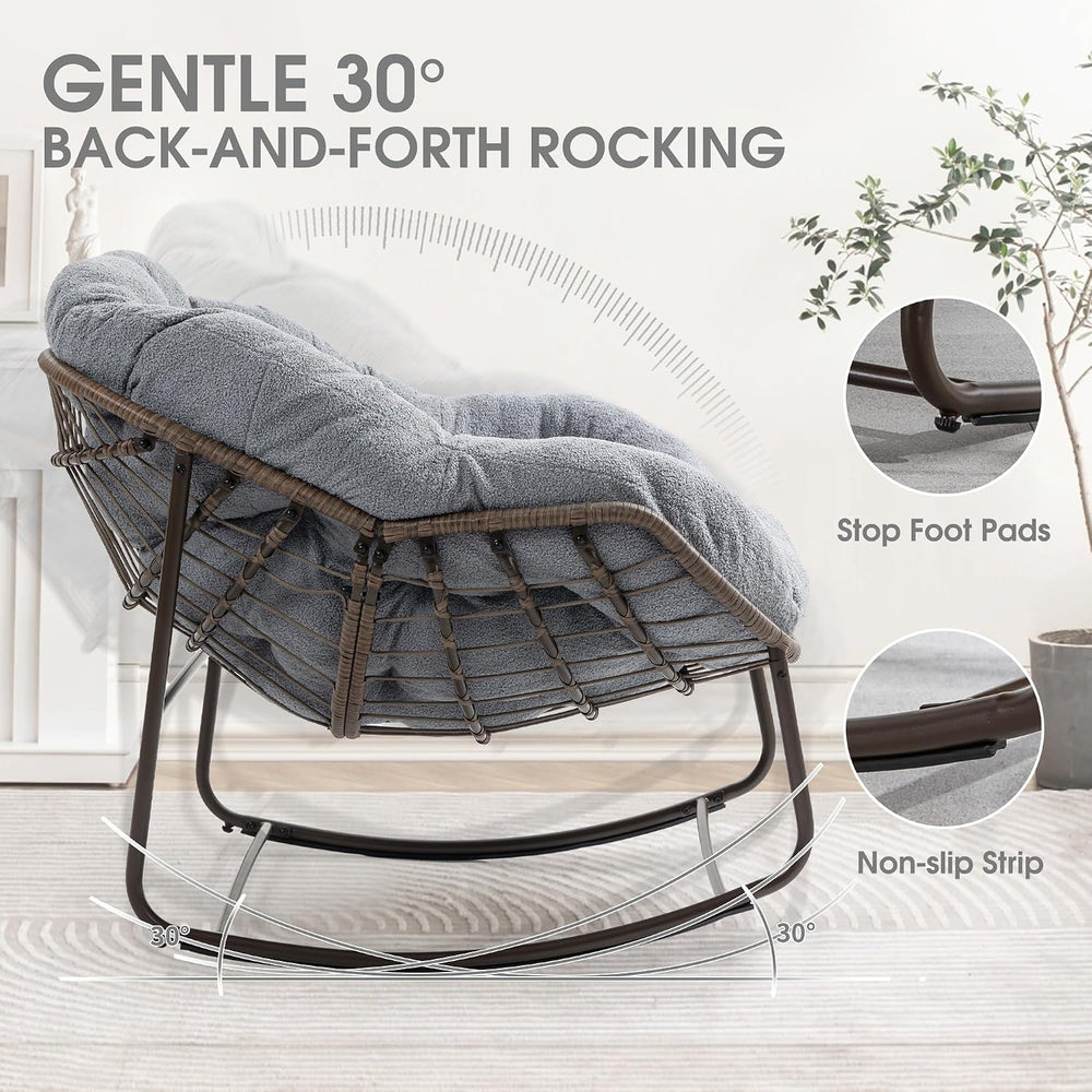 Oversized Papasan Rocking Chair - Outdoor Luxury Egg Chair Indoor Rattan Comf...