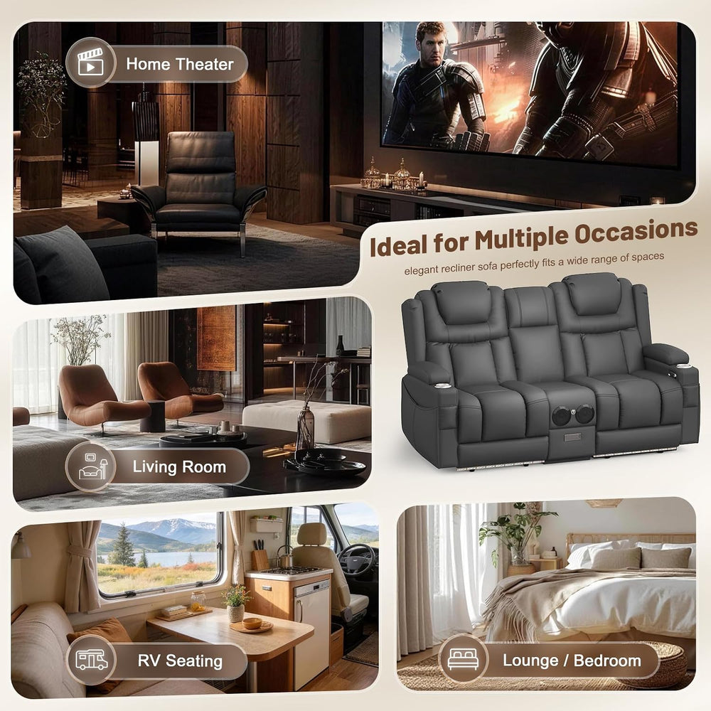 Power Loveseat Recliner Sofa with Console, Wall Hugger Reclining Loveseat wit...