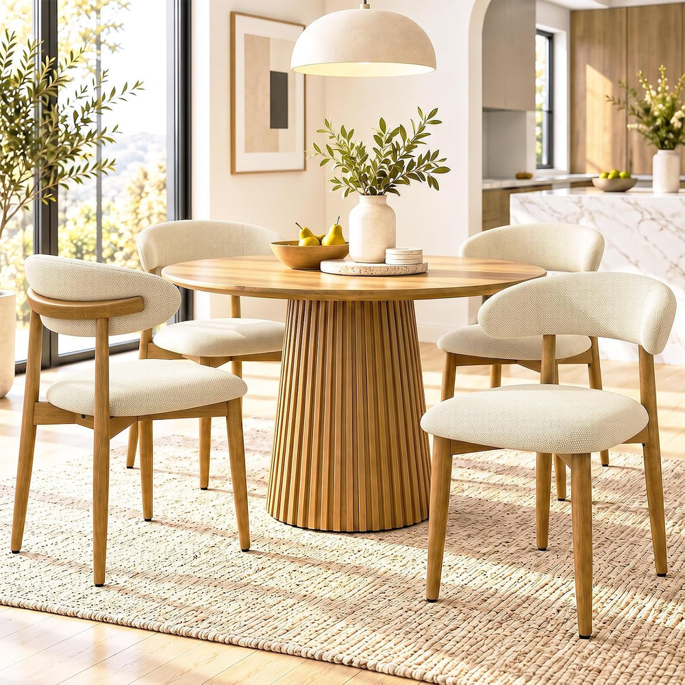 Wooden Dining Chairs Set of 4,Farmhouse Kitchen Chairs with Curved Back,Moder...