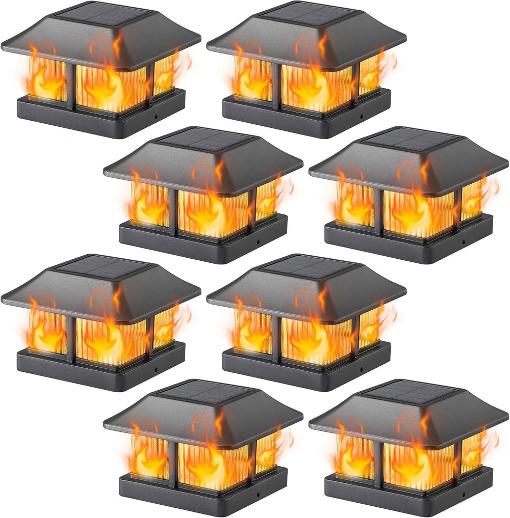 Dynaming Solar Flame Post Cap Lights Outdoor, Solar Powered Fence Post Light,...