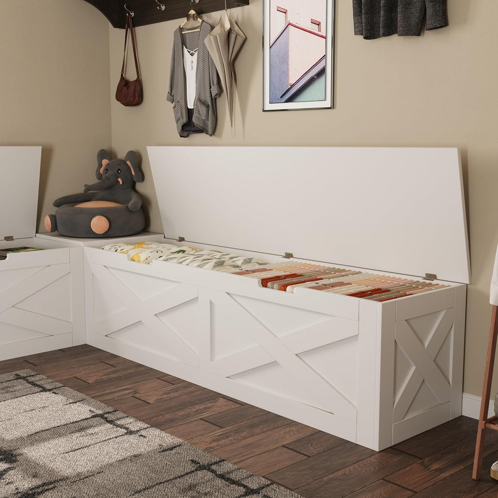 Bobve L-Shape Storage Bench with Cushion, Backless Corner Dining Bench, Kitch...