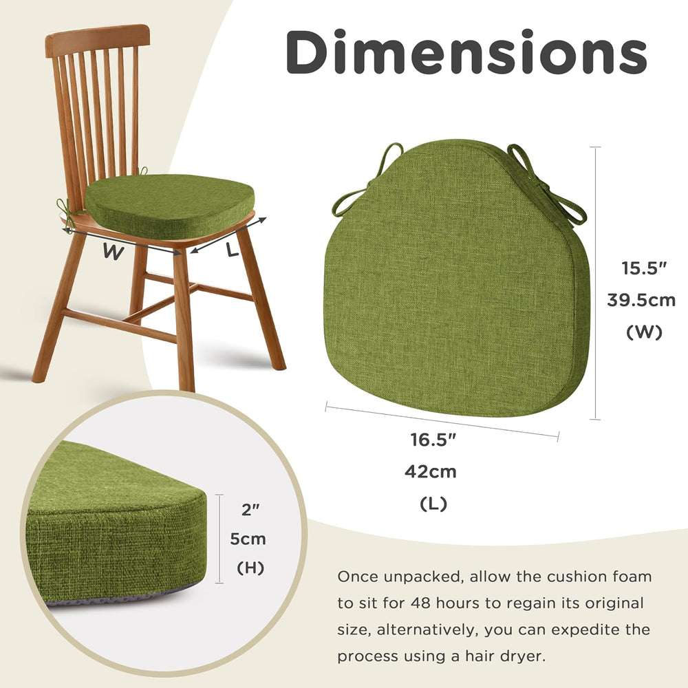 AddGrace Chair Cushions for Windsor Chairs Set of 6 Green 16.5"x15.5"