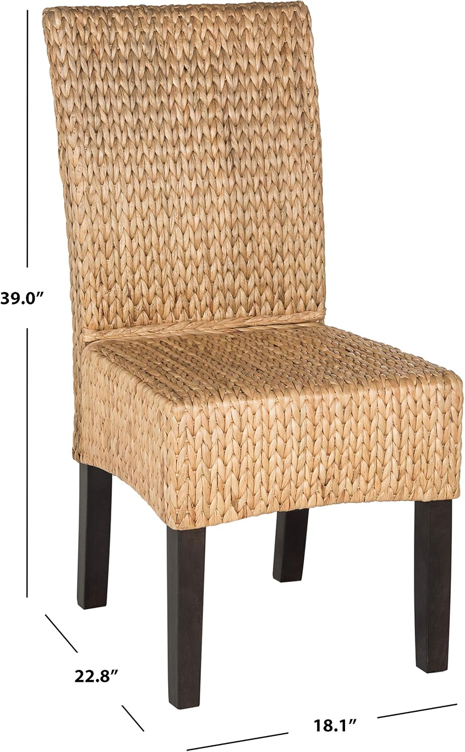 SAFAVIEH Luz Wood Dining Chair Set of 2, 18.5" Seat Rustic Natural SEA8016A