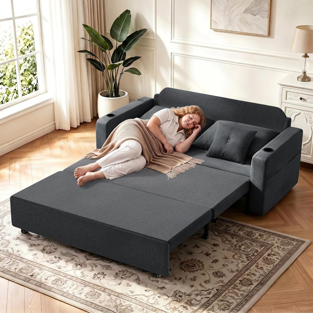 Krcix 3 in 1 Sofa Bed, 56" Convertible Pull Out Couch, Loveseat Sleeper ...