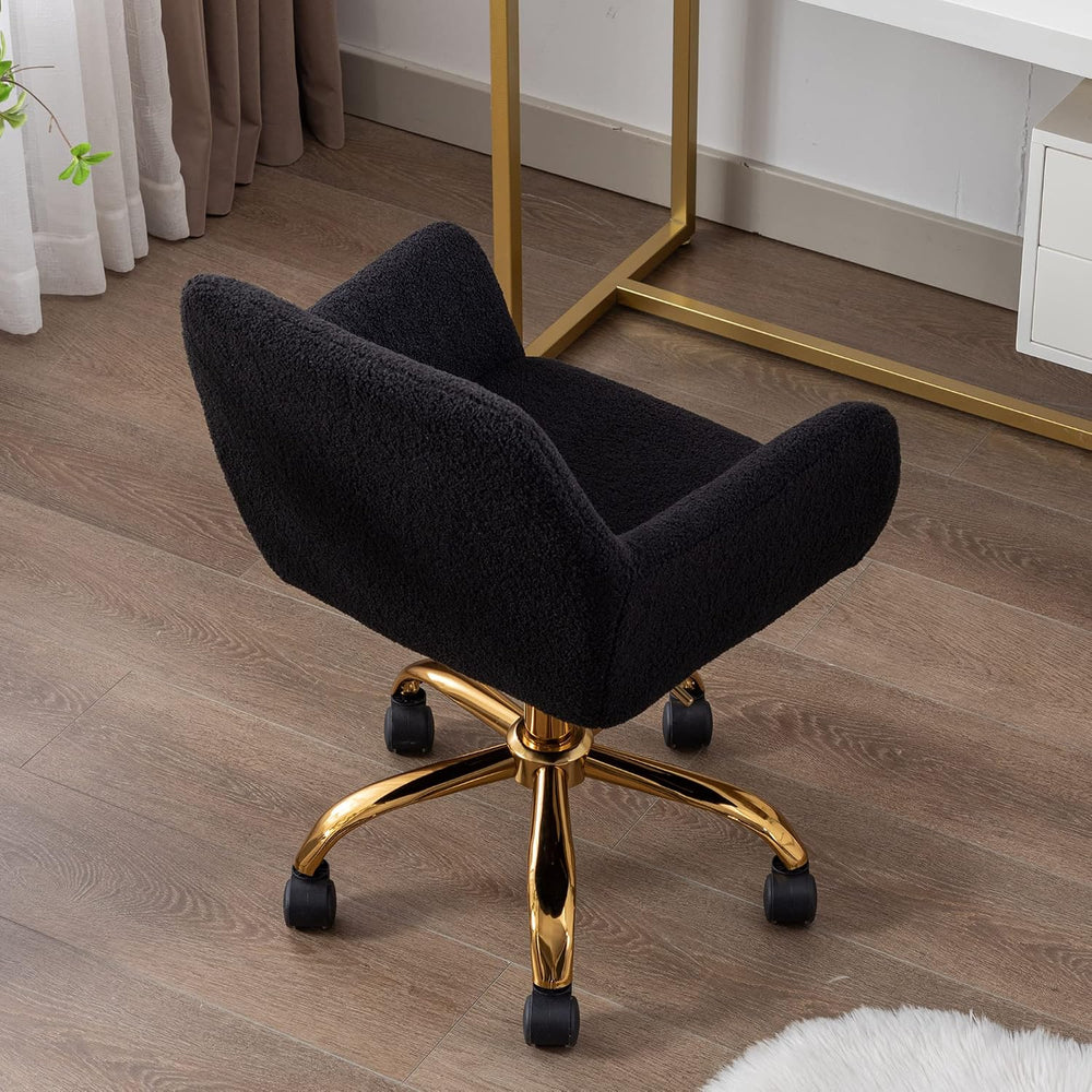 KCC Faux Fur Office Desk Chair, Comfy Swivel Armchair with Wheels, Upholstere...