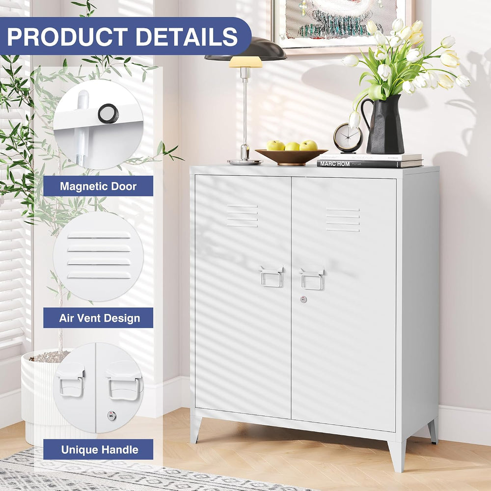 Metal Storage Cabinet,Home Office Cabinet with Doors and Adjustable Shelves,L...