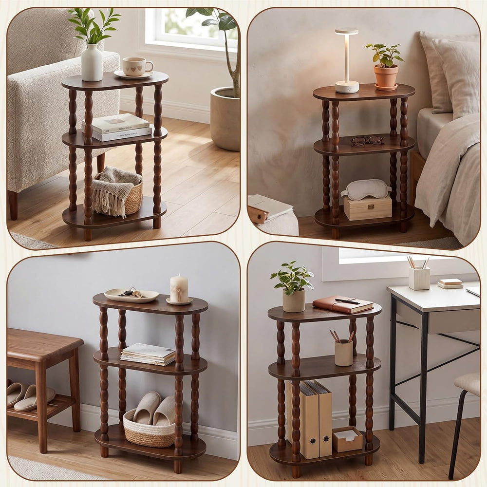 Narrow Side Table Set of 2, 3 Tier Skinny End Table for Small Space 15.7"...