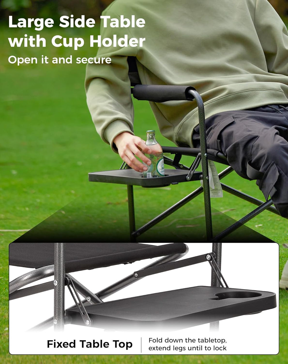 KingCamp Director Chair – Heavy Duty 400lb Capacity Camping Chair with Side T...