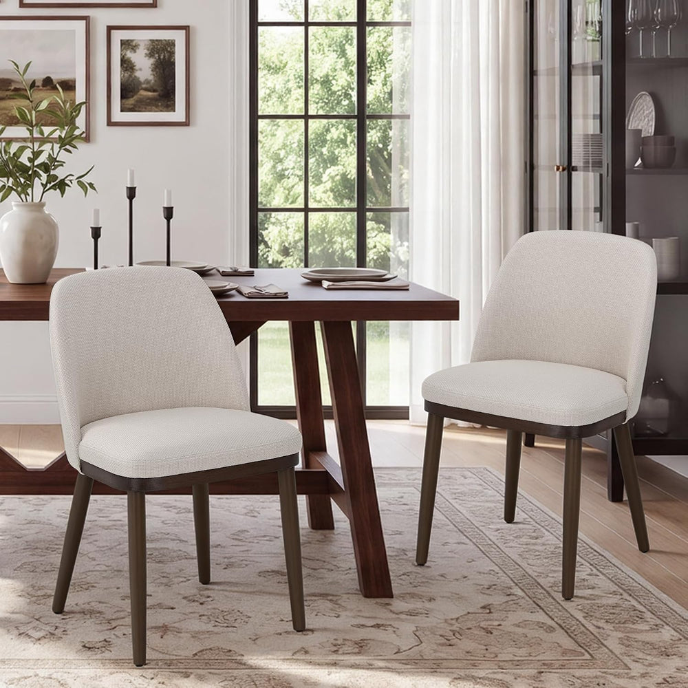 COLAMY Upholstered Dining Chairs Set of 2, Modern Dining Room Chairs, Fabric ...