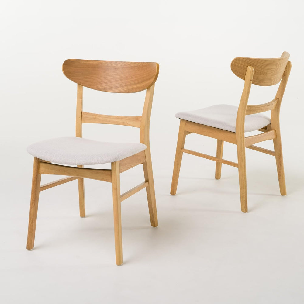 Christopher Knight Home Idalia Dining Chairs, 2-Pcs Set, Light Beige / Oak Fi...