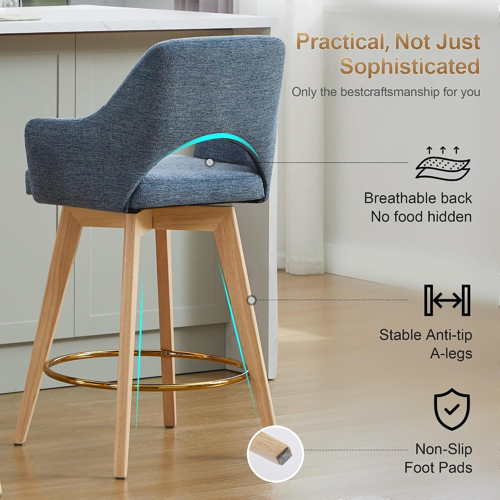 Zesthouse Swivel Counter Stools Set of 4, Wooden Counter Height Bar Stools | ...