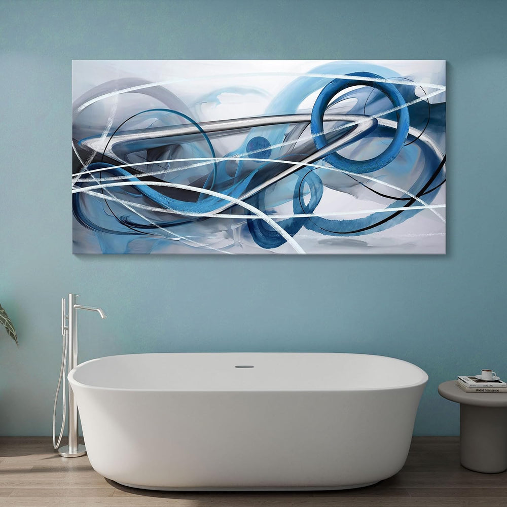 YDYSUNE Blue Abstract Canvas Wall Art Modern Large Abstract Wall Paintings, M...