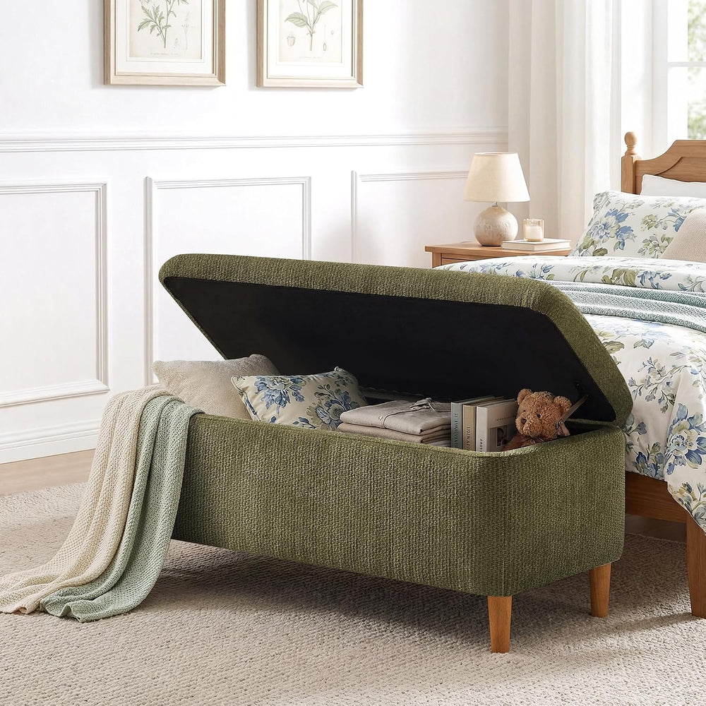 39.4”Ottoman with Storage,Upholstered Comfy Storage Bench Ottoman with Wooden...